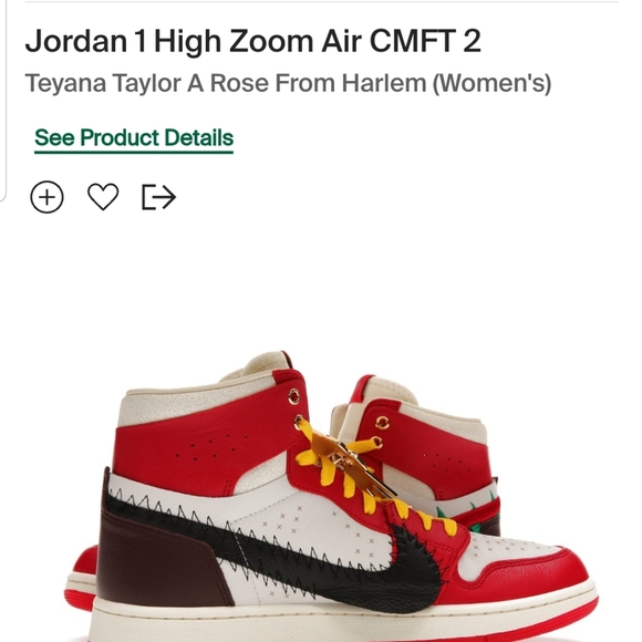 TEYANA TAYLOR X WMNS AIR JORDAN 1 HIGH ZOOM COMFORT 2 'A ROSE FROM HARLEM - Picture 5 of 9